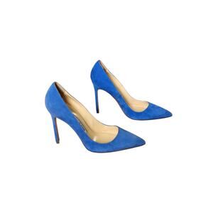 Manolo Blahnik Cobalt Electric Blue Suede Shoes Heels Pumps 105 mm IT 36 US 6